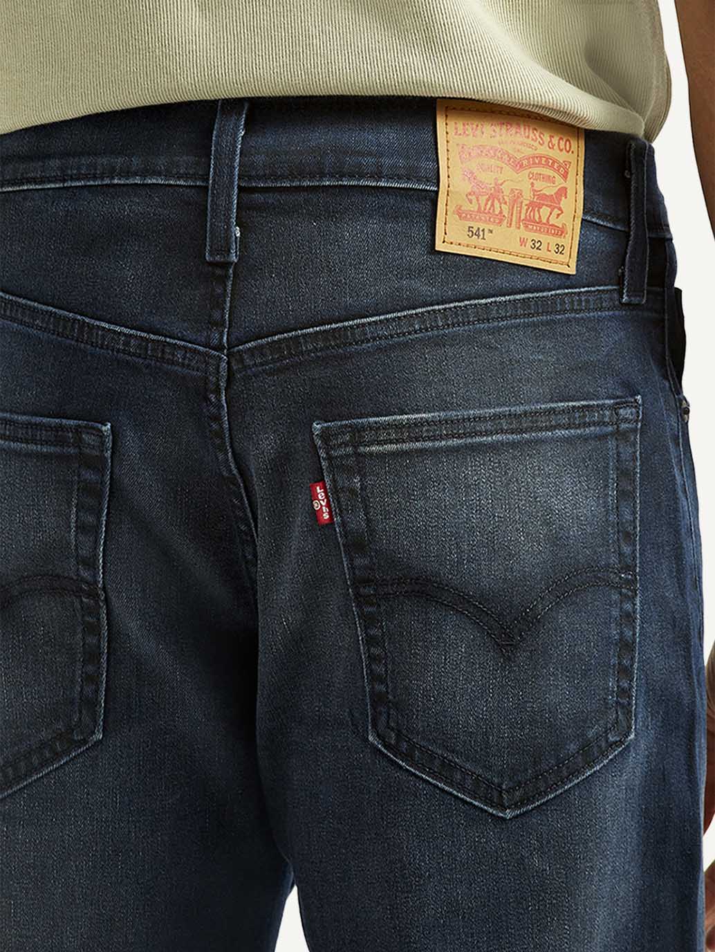 Men's 541 Dark Blue Athletic Tapered Fit Mid Rise Jeans - Detail View