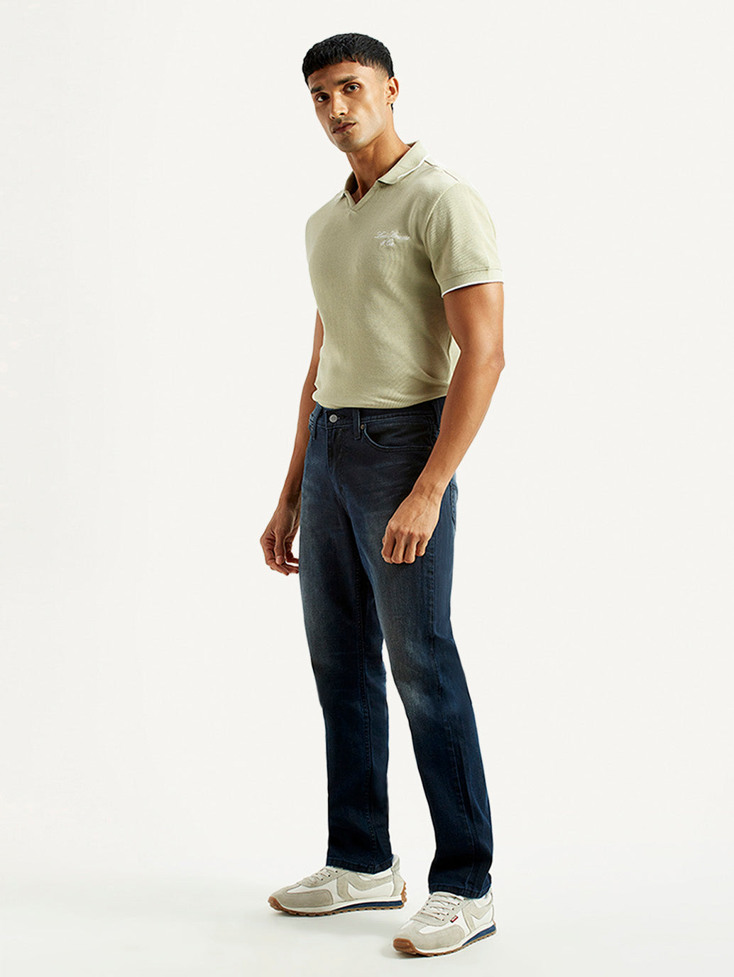 Men's 541 Dark Blue Athletic Tapered Fit Mid Rise Jeans - Side View