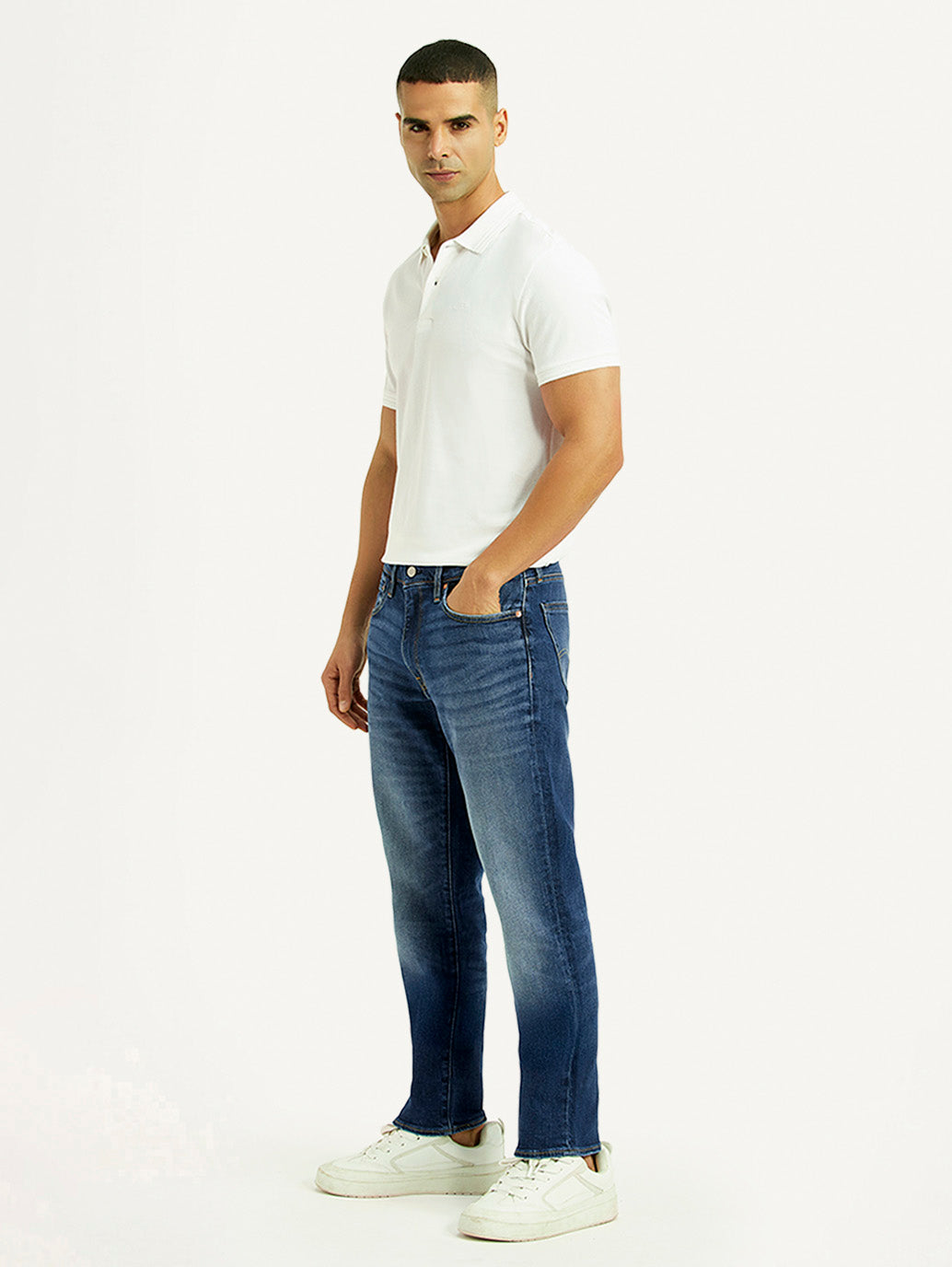 Men's 541 Blue Regular Tapered Fit Mid Rise Jeans - Side View