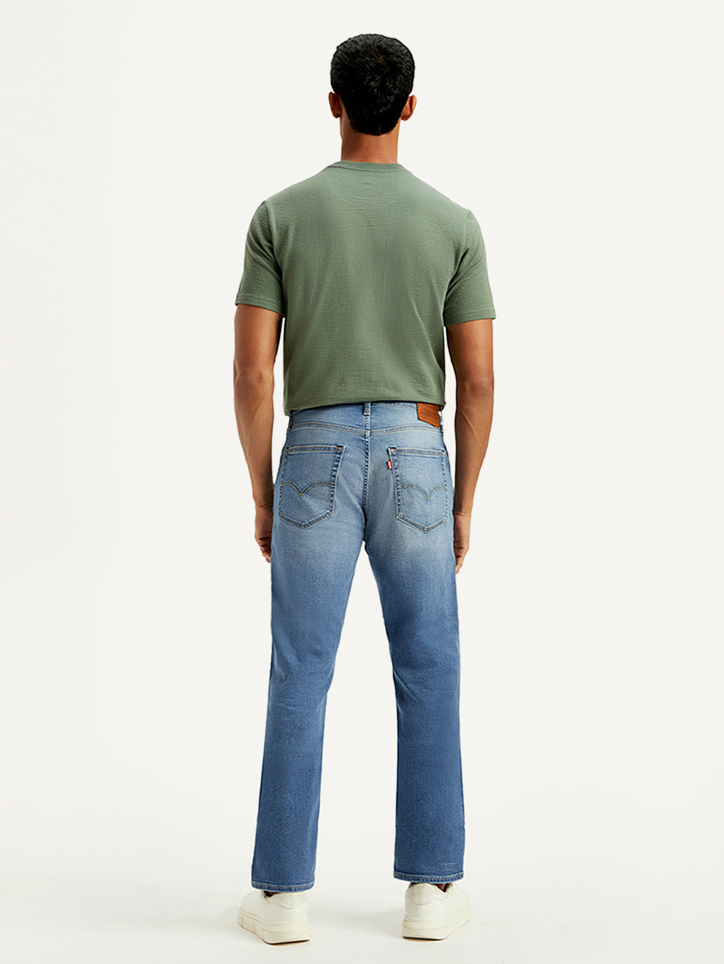 Men's 541 Blue Athletic Tapered Fit Mid Rise Linen Jeans - Back View