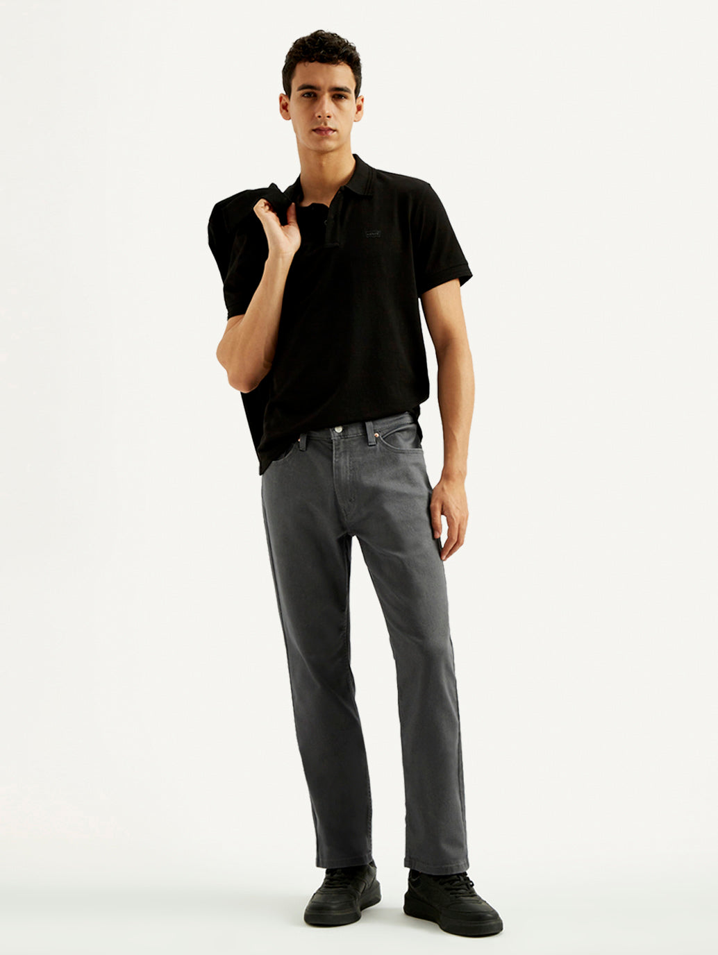 Men's 541 Charcoal Grey Overdyed Athletic Tapered Fit Mid Rise Jeans
