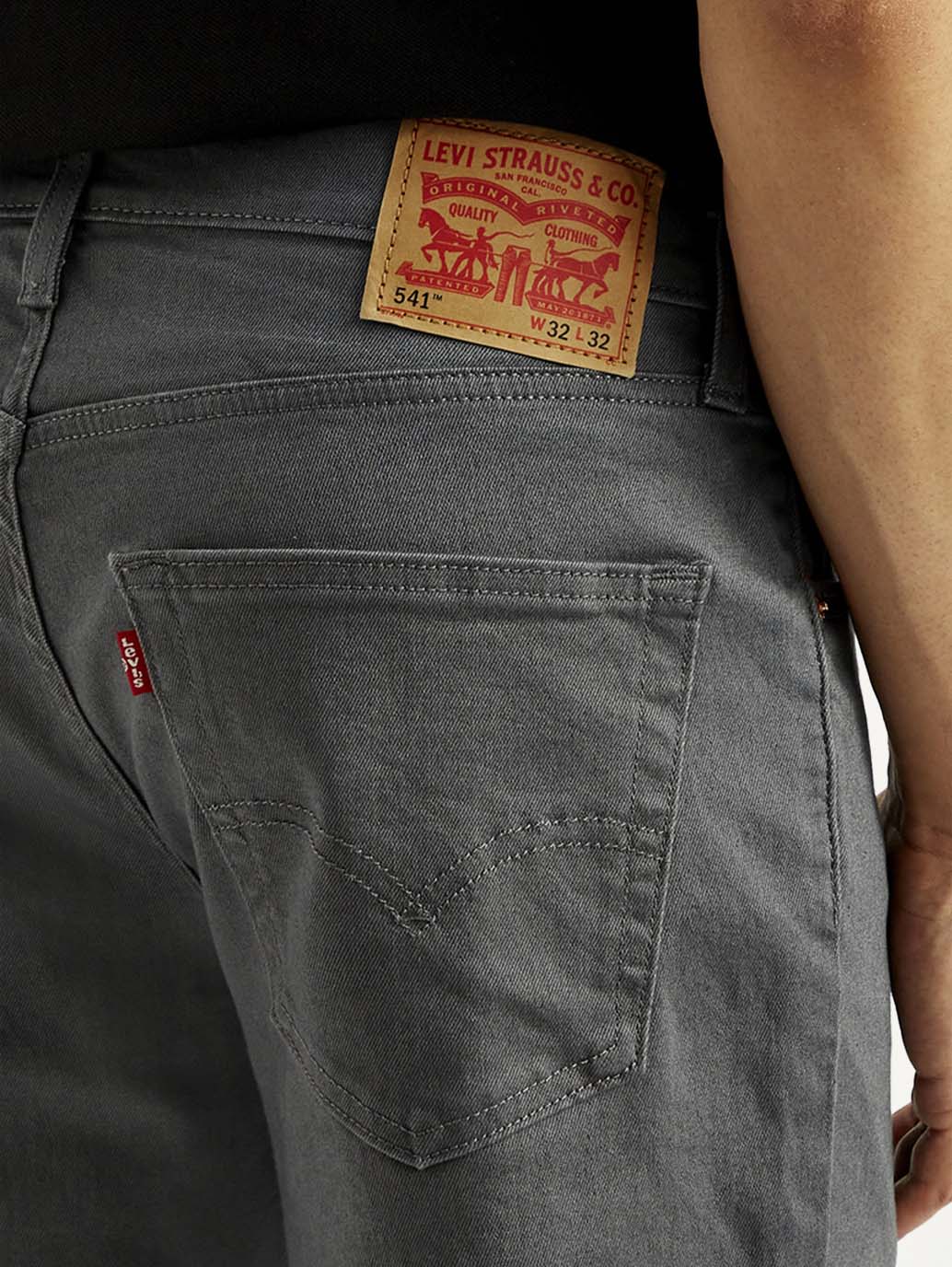 Men's 541 Charcoal Grey Overdyed Athletic Tapered Fit Mid Rise Jeans - Detail View