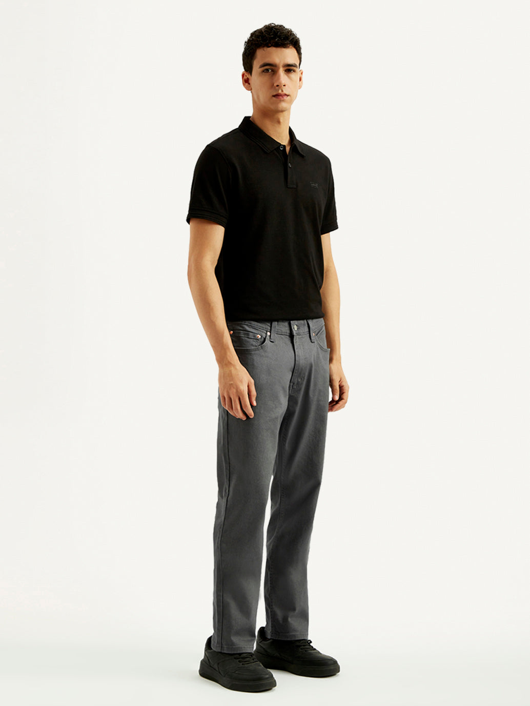 Men's 541 Charcoal Grey Overdyed Athletic Tapered Fit Mid Rise Jeans - Side View