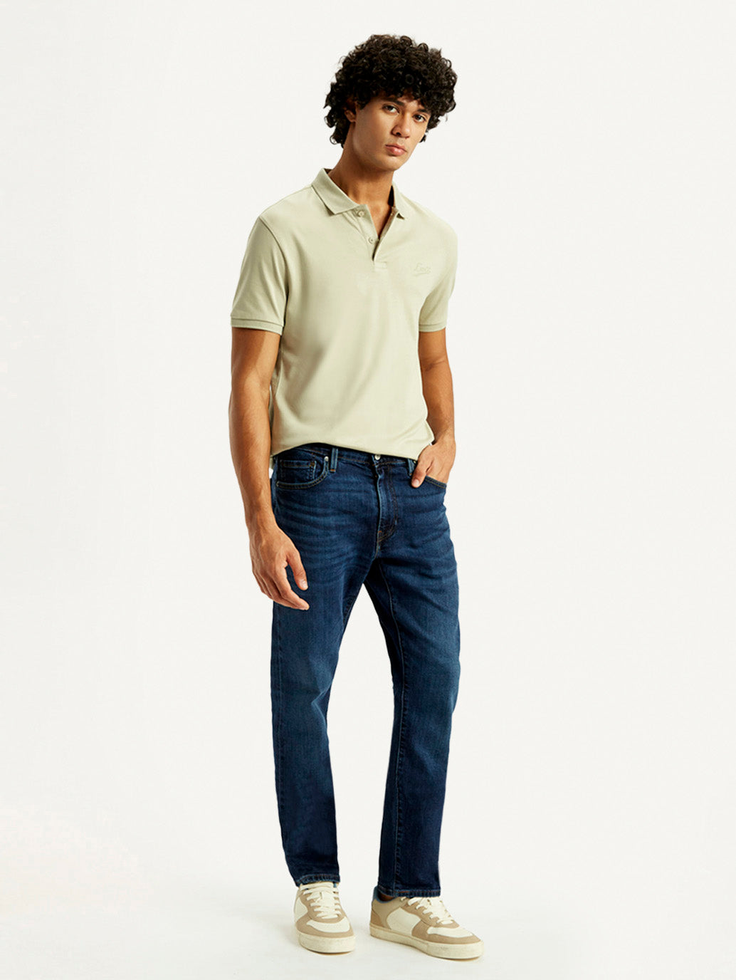 Men's 541 Med Indigo Athletic Tapered Fit Mid Rise Selvedge Jeans - Styleshot View