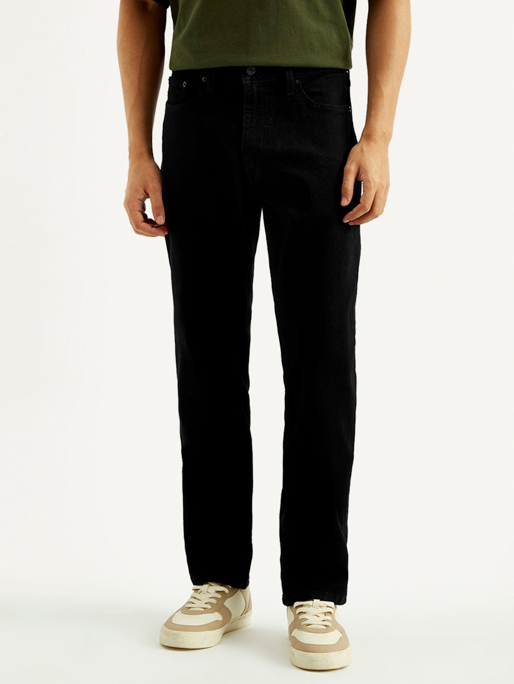 Men's 541 Black Athletic Tapered Fit Mid Rise Jeans - Front View