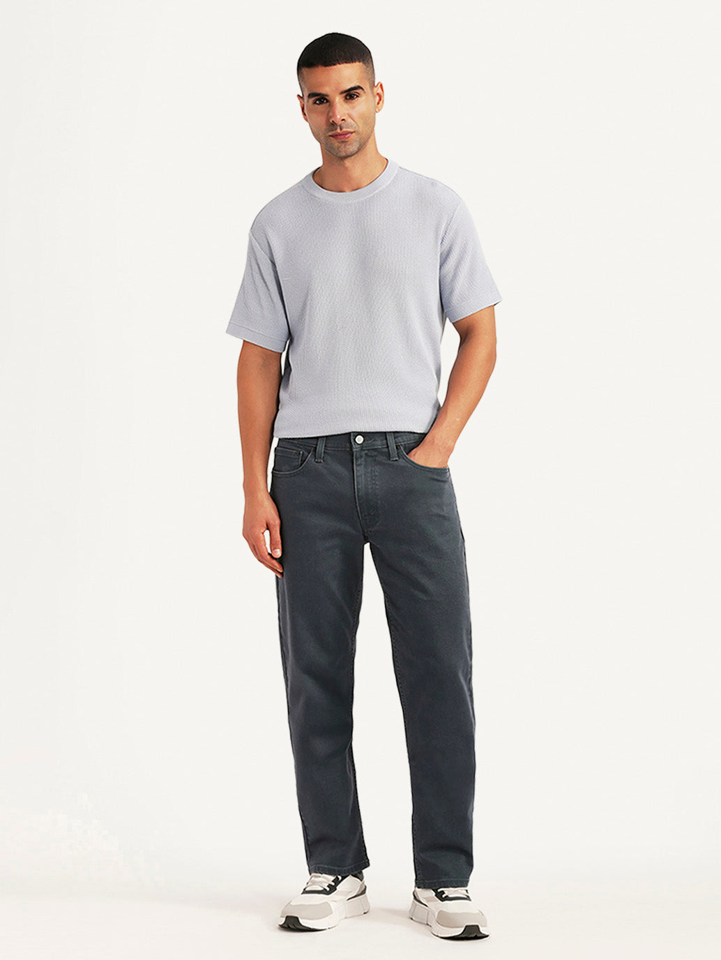 Men's 541 Grey Athletic Tapered Fit Mid Rise Jeans - Front View