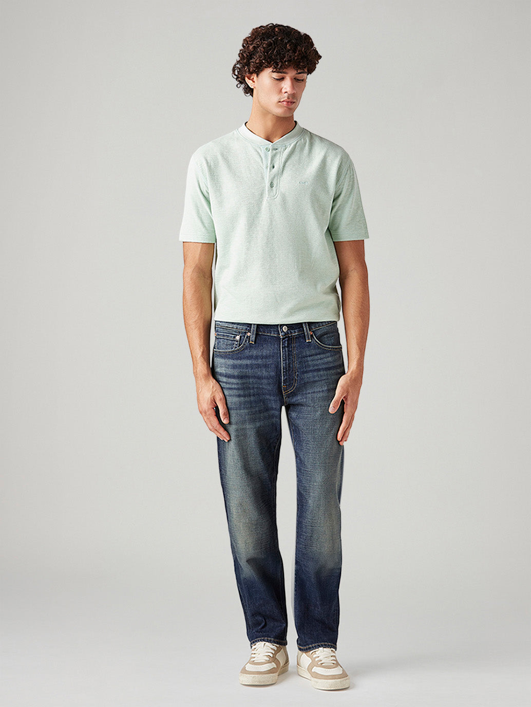 Men's 541 Dark Indigo Athletic Tapered Fit Mid Rise Selvedge Jeans - Front View