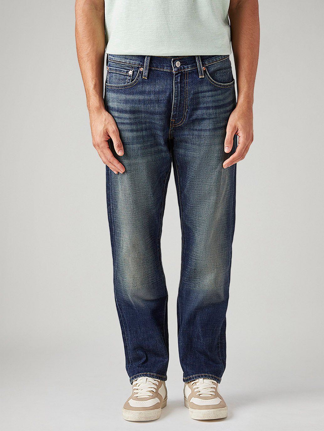 Men's 541 Dark Indigo Athletic Tapered Fit Mid Rise Selvedge Jeans - Front View