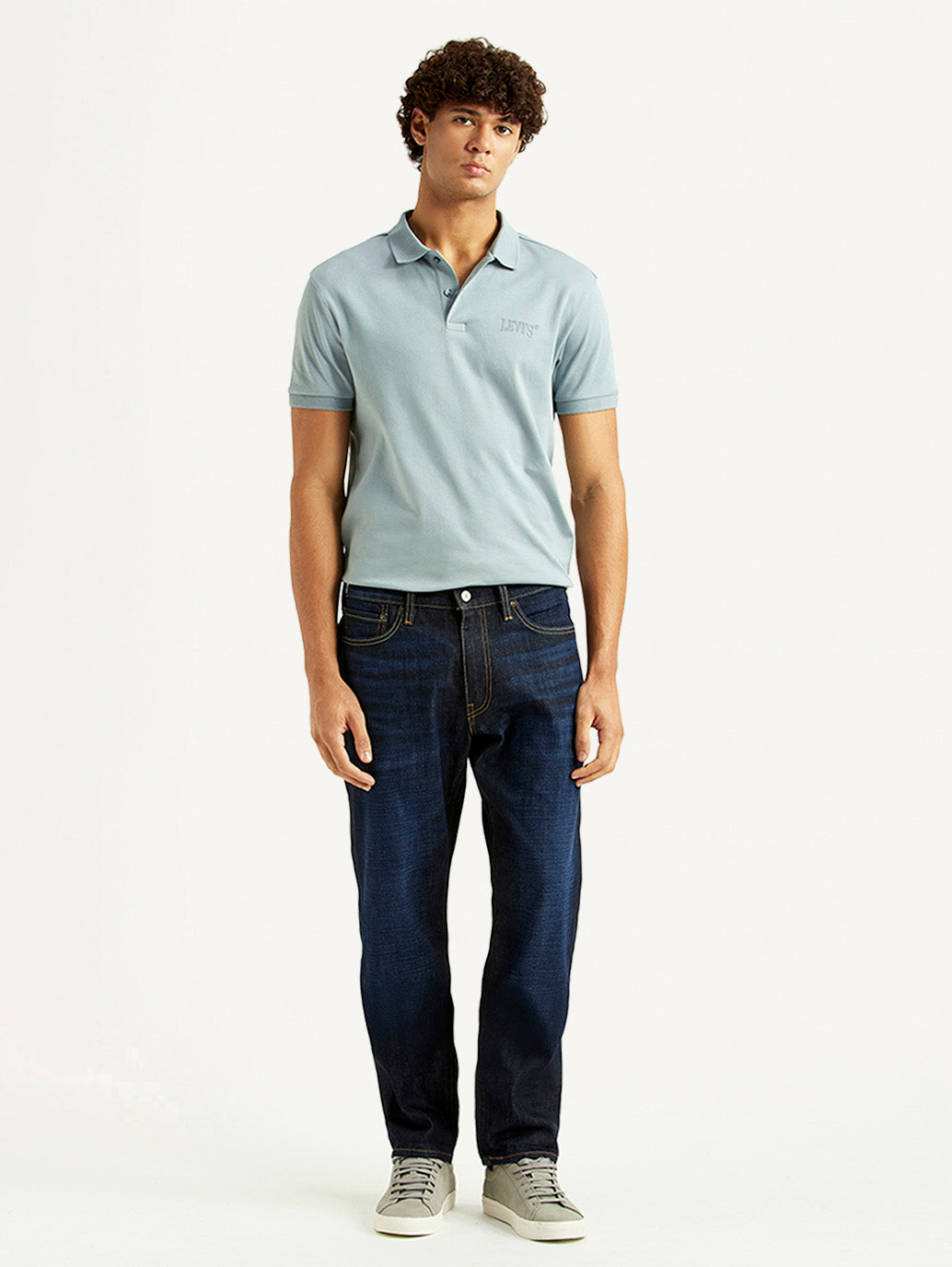 Men's 541 Navy Athletic Tapered Fit Mid Rise Selvedge Jeans - Front View