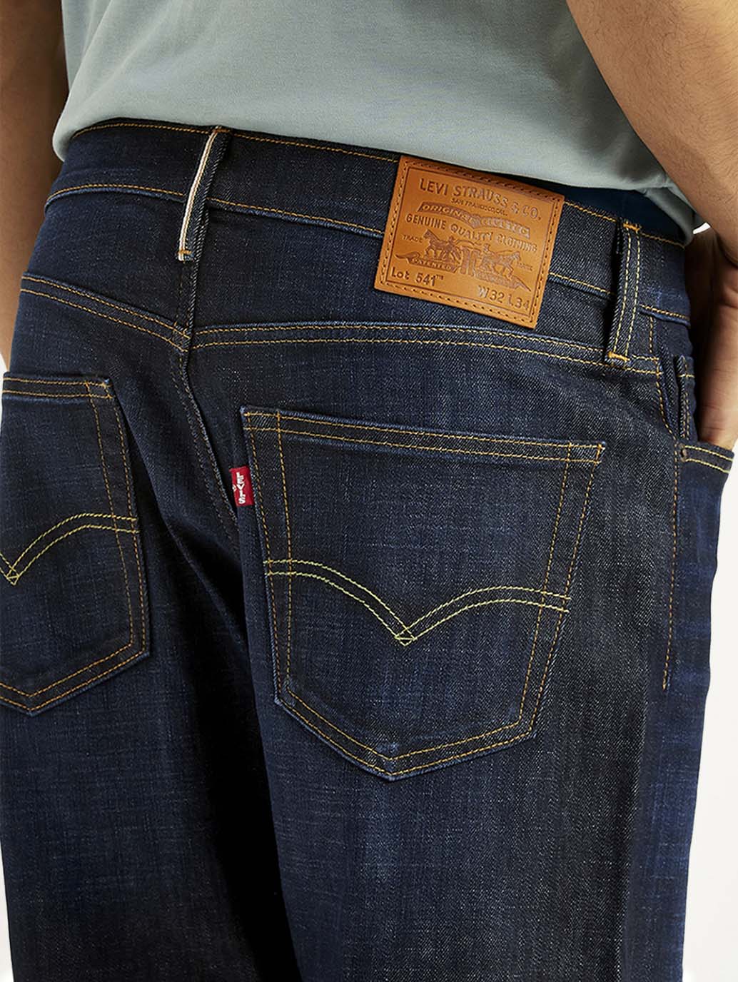 Men's 541 Navy Athletic Tapered Fit Mid Rise Selvedge Jeans - Detail View