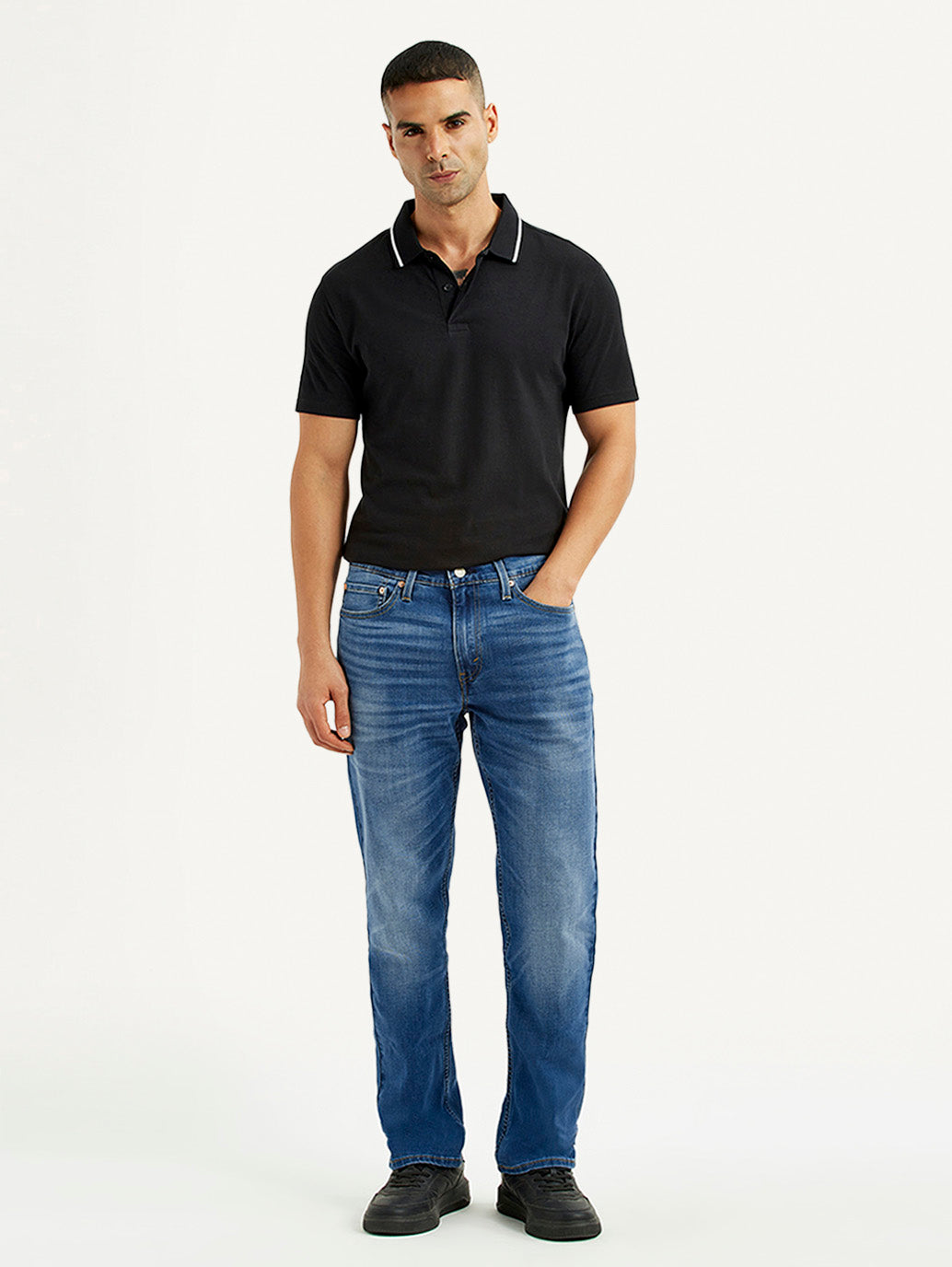 Men's 541 Blue Athletic Tapered Fit Mid Rise Jeans - Front View