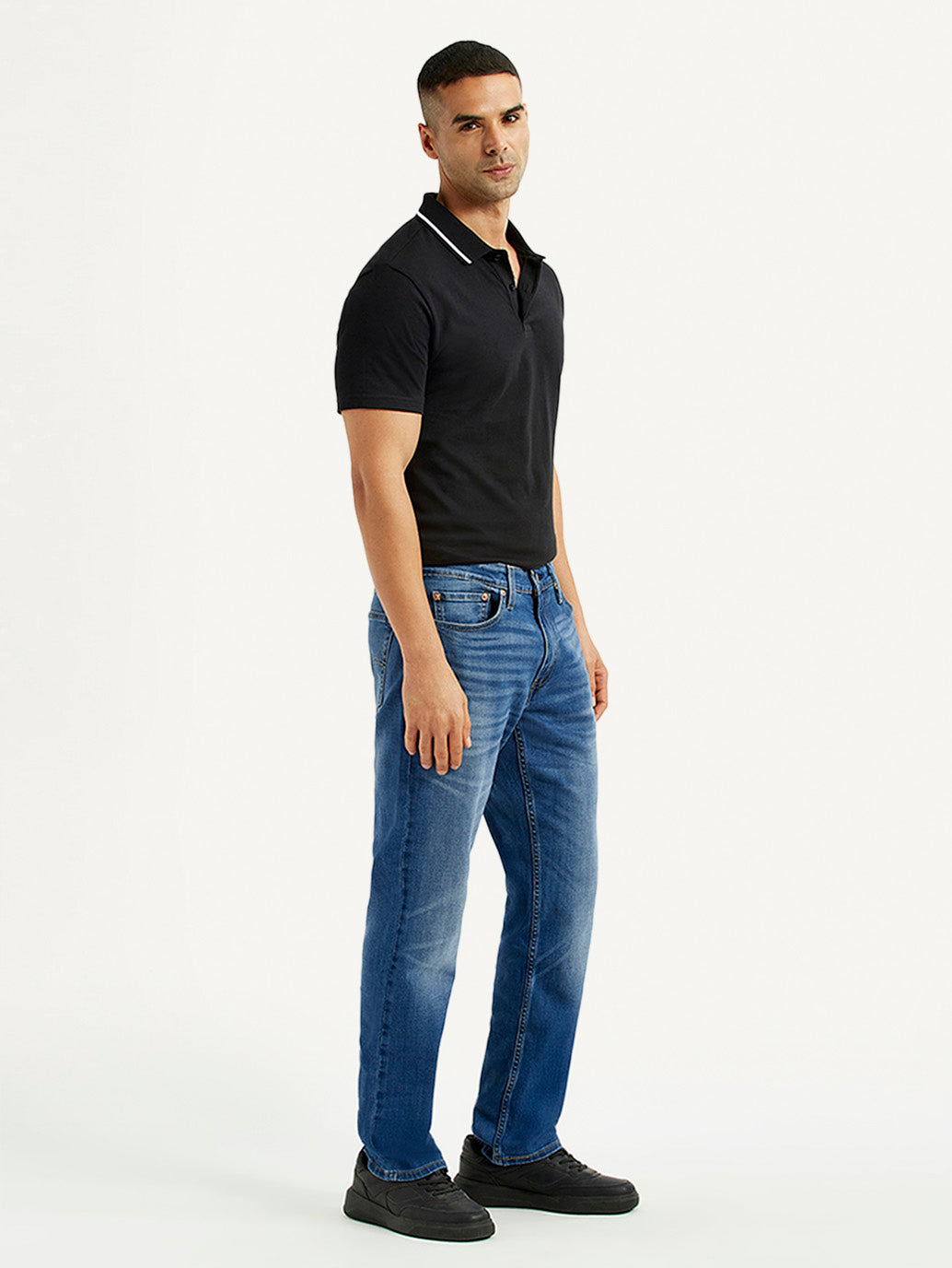 Men's 541 Blue Athletic Tapered Fit Mid Rise Jeans - Side View