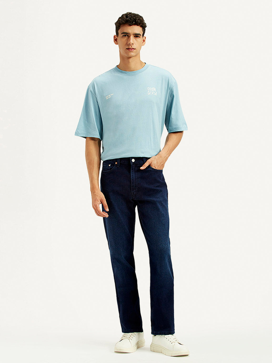 Men's 541 Dark Blue Athletic Tapered Fit Mid Rise Jeans - Front View