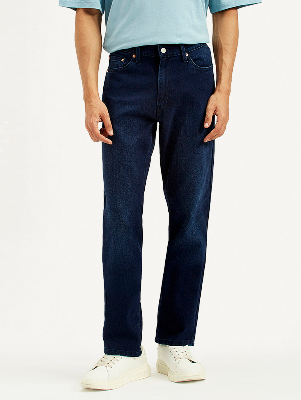 Men's 541 Dark Blue Athletic Tapered Fit Mid Rise Jeans - Front View