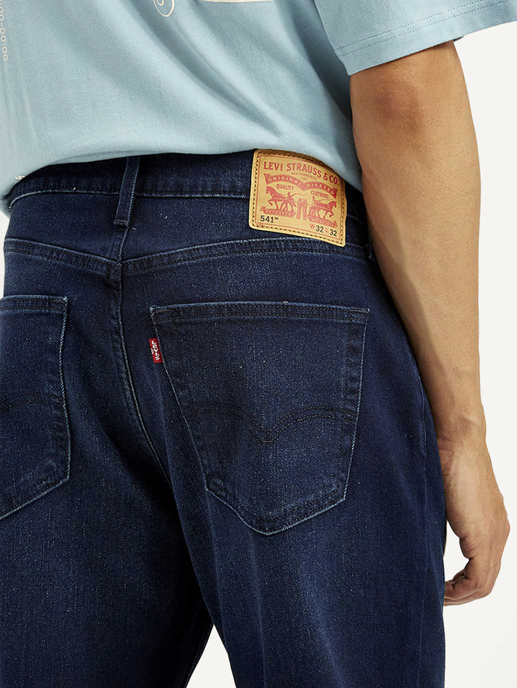 Men's 541 Dark Blue Athletic Tapered Fit Mid Rise Jeans - Detail View