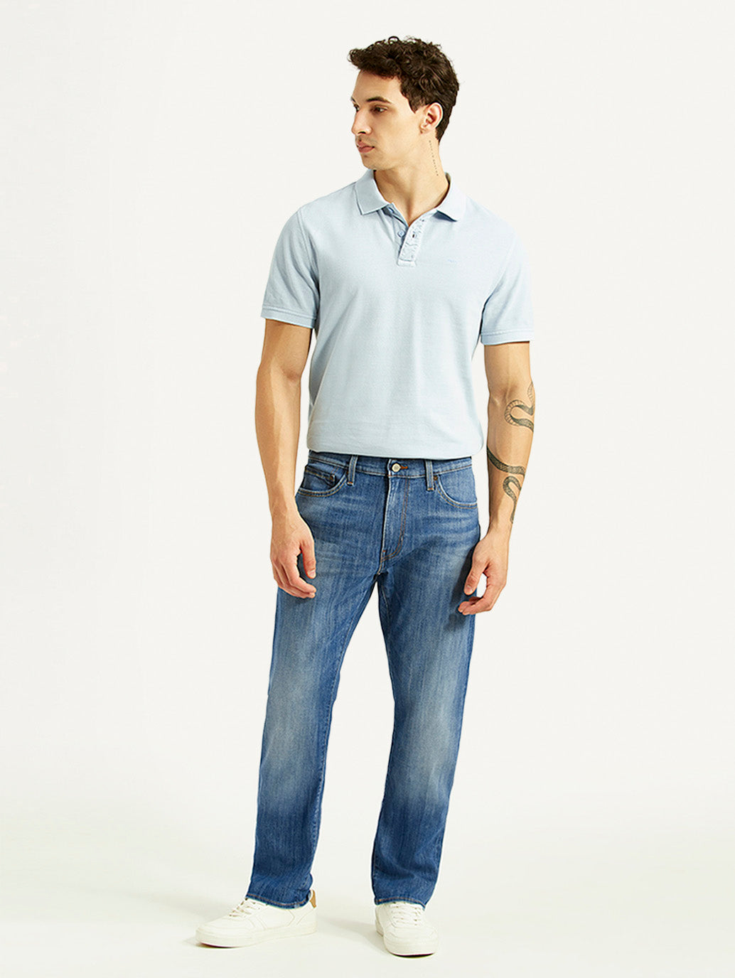 Men's 541 Blue Athletic Tapered Fit Mid Rise Selvedge Jeans - Front View