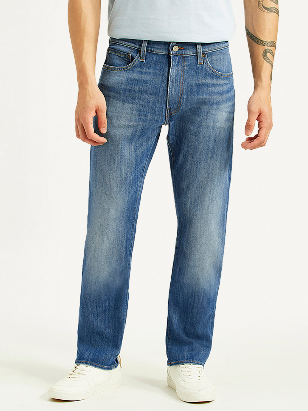Men's 541 Blue Athletic Tapered Fit Mid Rise Selvedge Jeans - Front View