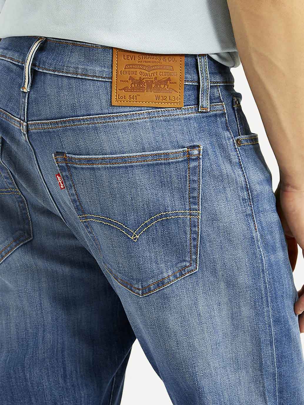 Men's 541 Blue Athletic Tapered Fit Mid Rise Selvedge Jeans - Detail View