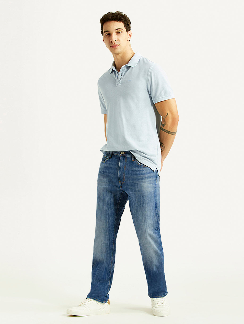 Men's 541 Blue Athletic Tapered Fit Mid Rise Selvedge Jeans - Side View