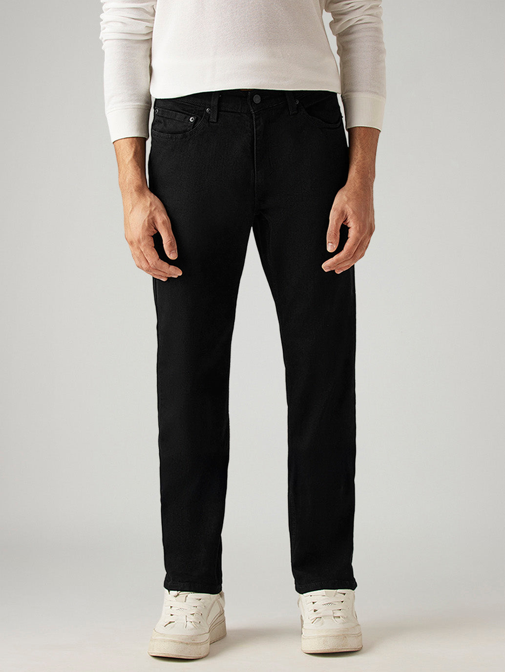 Men's 541 Black Athletic Tapered Fit Mid Rise Jeans - Front View