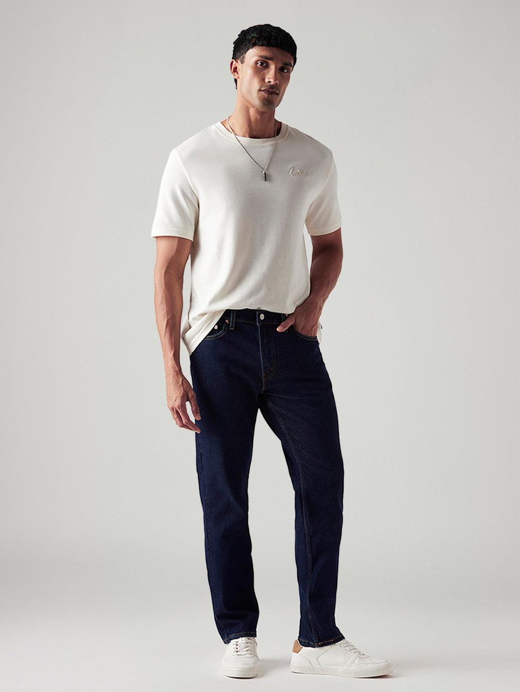 Men's 541 Dark Blue Athletic Tapered Fit Mid Rise Jeans - Styleshot View