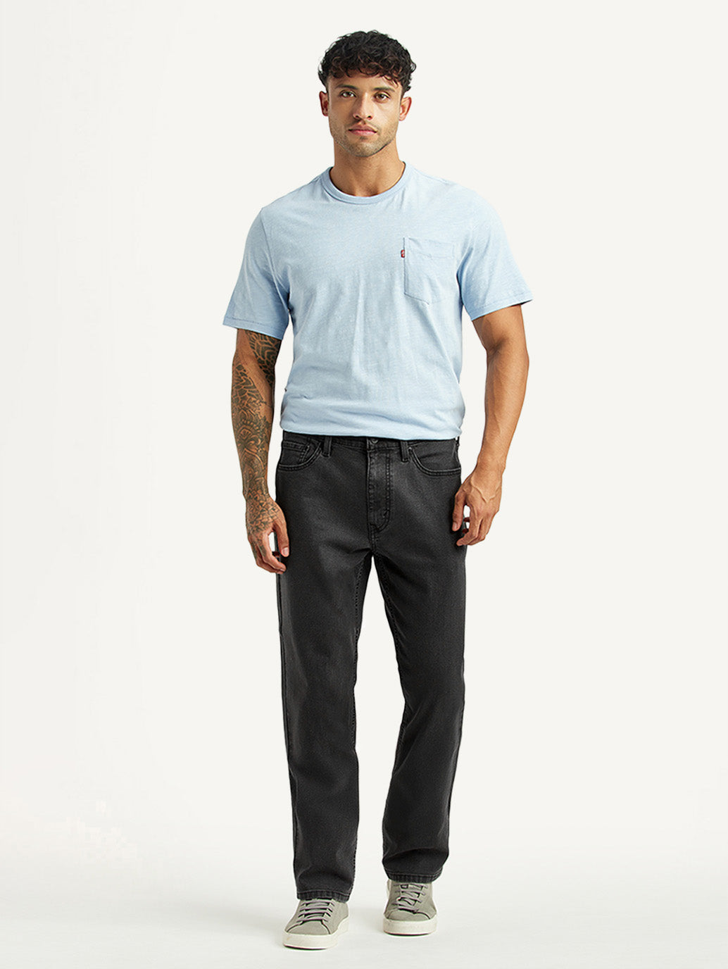 Men's 541 Grey Athletic Tapered Fit Mid Rise Jeans - Front View