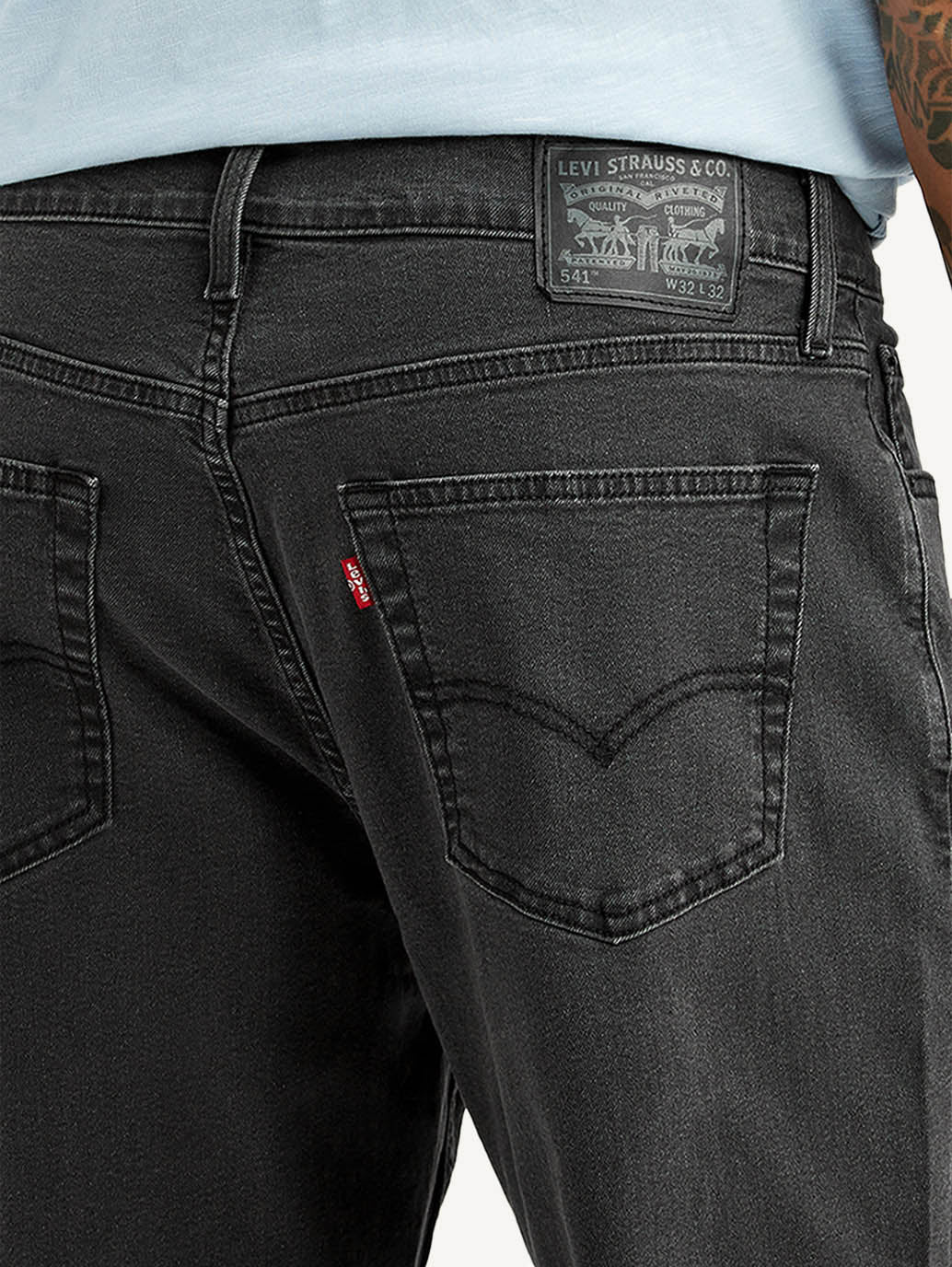 Men's 541 Grey Athletic Tapered Fit Mid Rise Jeans - Detail View