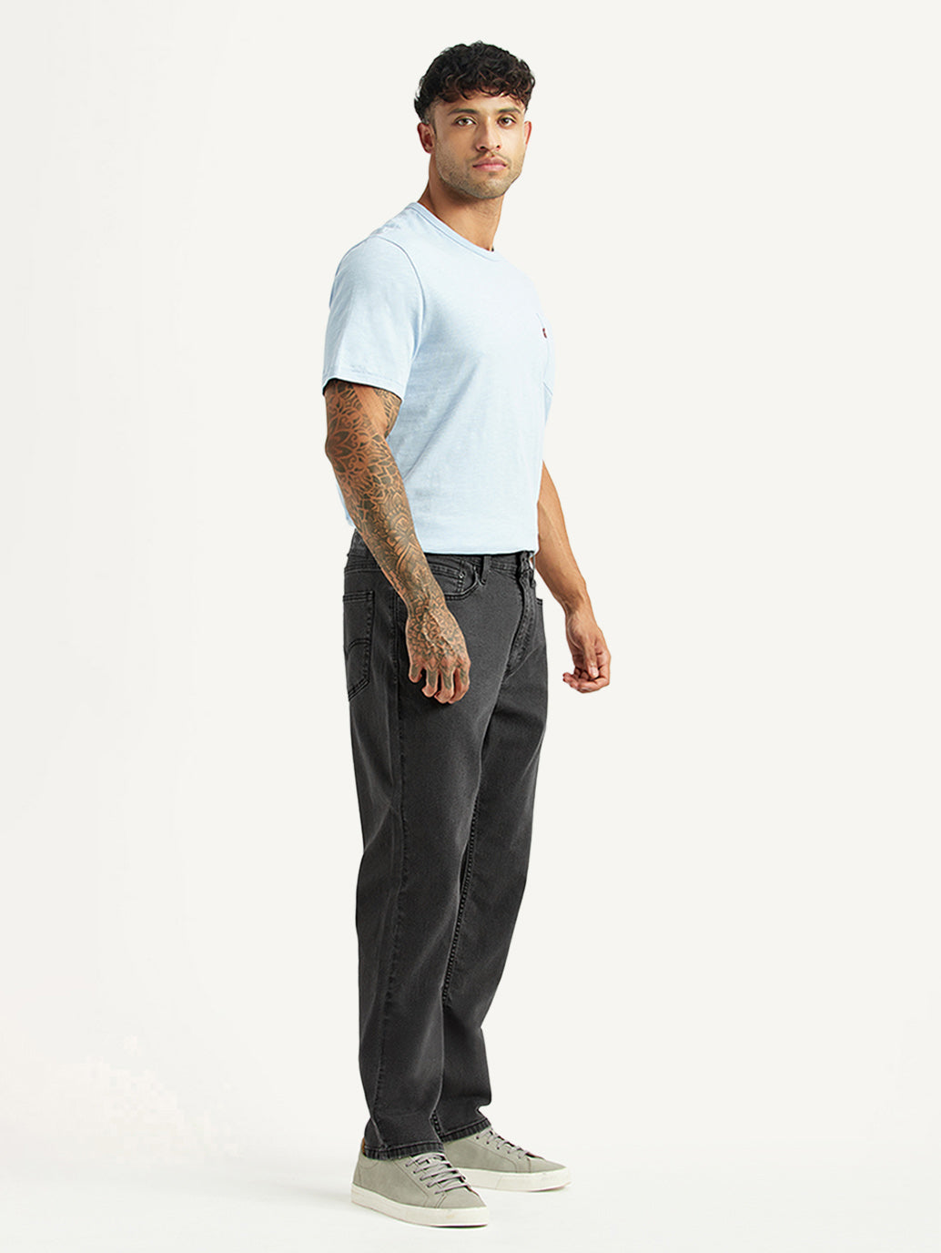 Men's 541 Grey Athletic Tapered Fit Mid Rise Jeans - Side View
