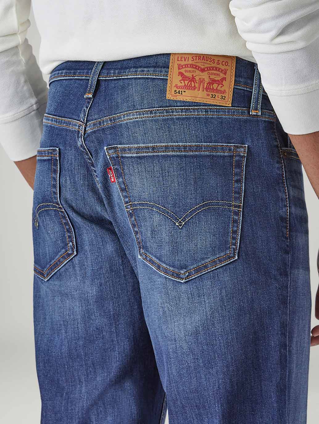 Men's 541 Med Indigo Athletic Tapered Fit Mid Rise Jeans - Detail View