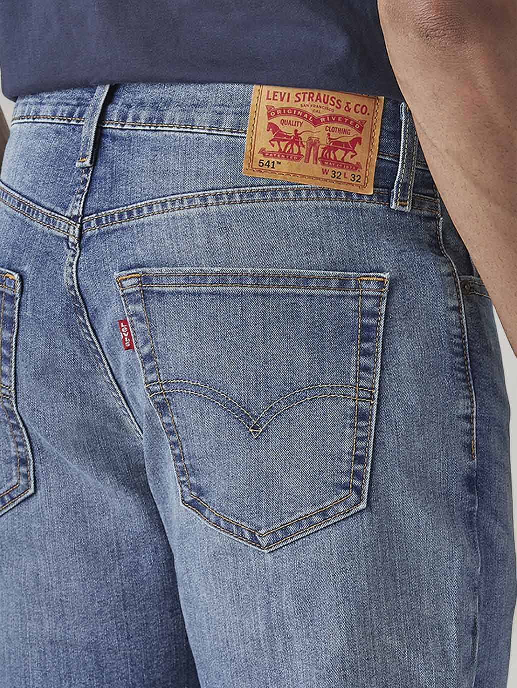 Men's 541 Blue Athletic Tapered Fit Mid Rise Kooltex Jeans - Detail View