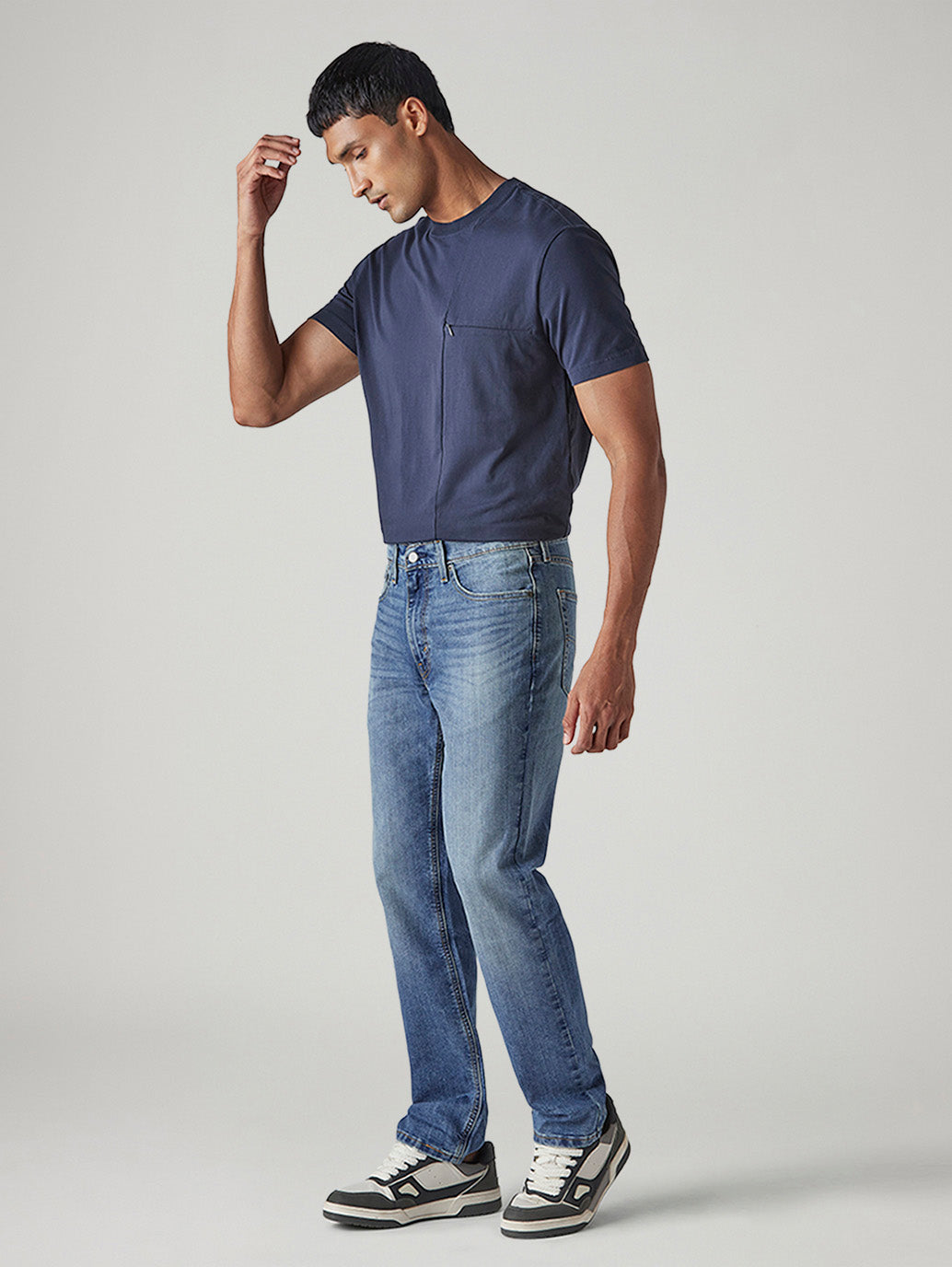 Men's 541 Blue Athletic Tapered Fit Mid Rise Kooltex Jeans - Side View