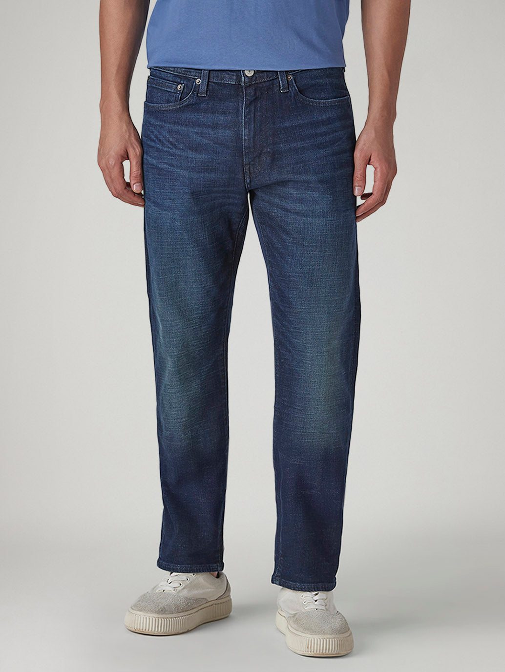 Men's 541 Dark Indigo Athletic Tapered Fit Mid Rise Selvedge Jeans - Front View