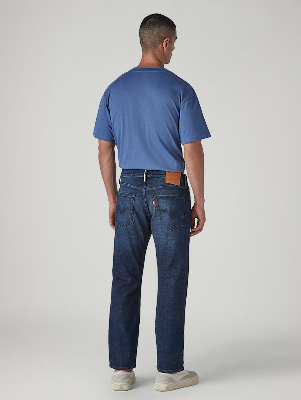 Men's 541 Dark Indigo Athletic Tapered Fit Mid Rise Selvedge Jeans - Back View