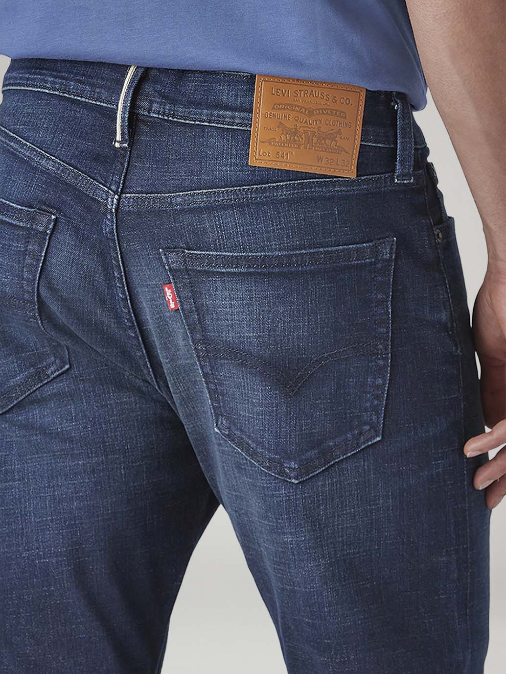 Men's 541 Dark Indigo Athletic Tapered Fit Mid Rise Selvedge Jeans - Detail View