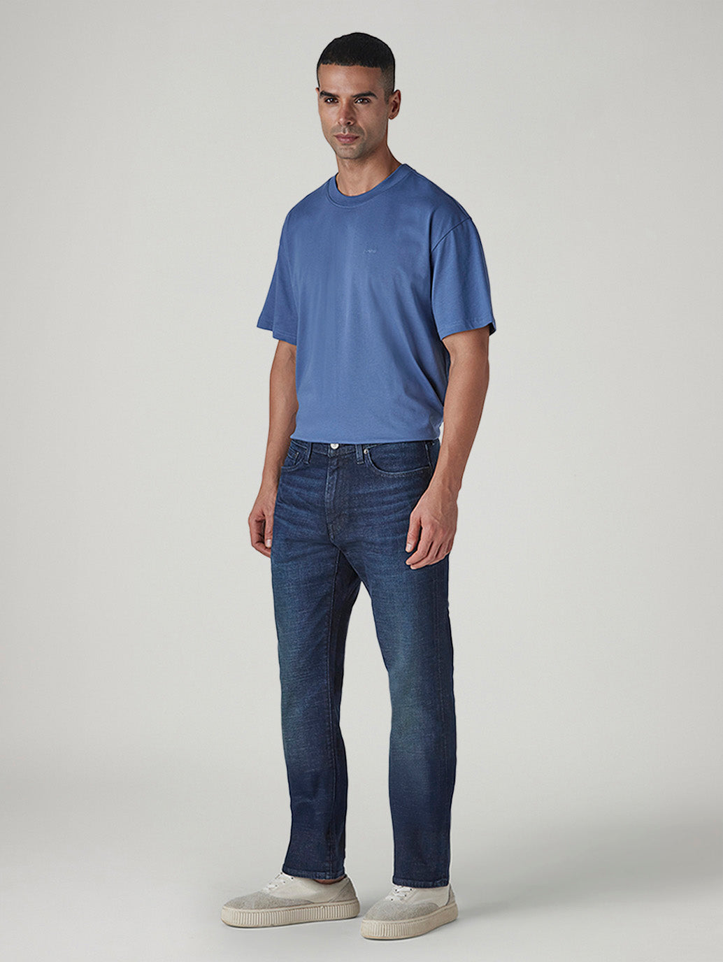 Men's 541 Dark Indigo Athletic Tapered Fit Mid Rise Selvedge Jeans - Side View
