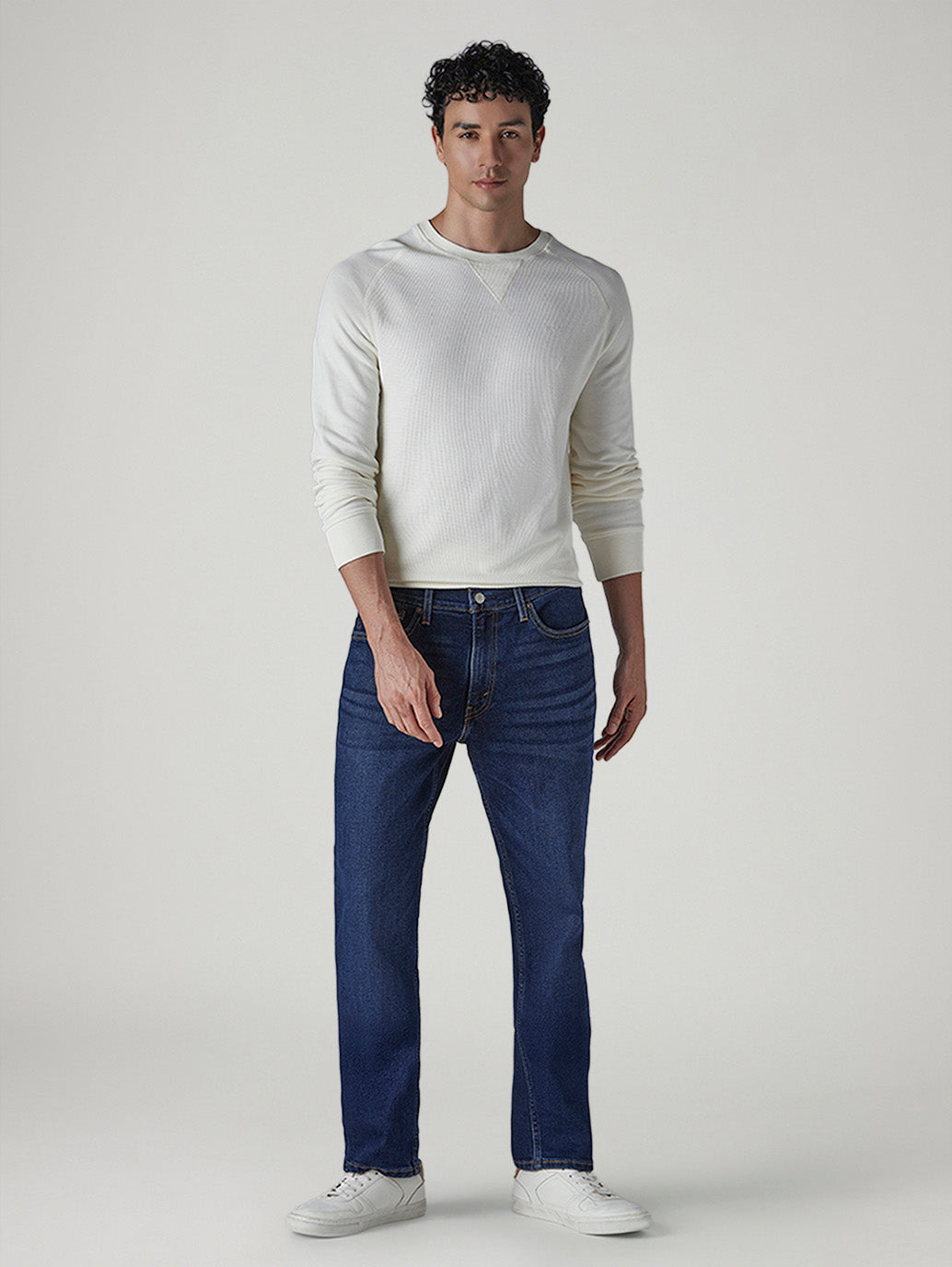 Men's 541 Dark Indigo Athletic Tapered Fit Mid Rise Jeans - Front View