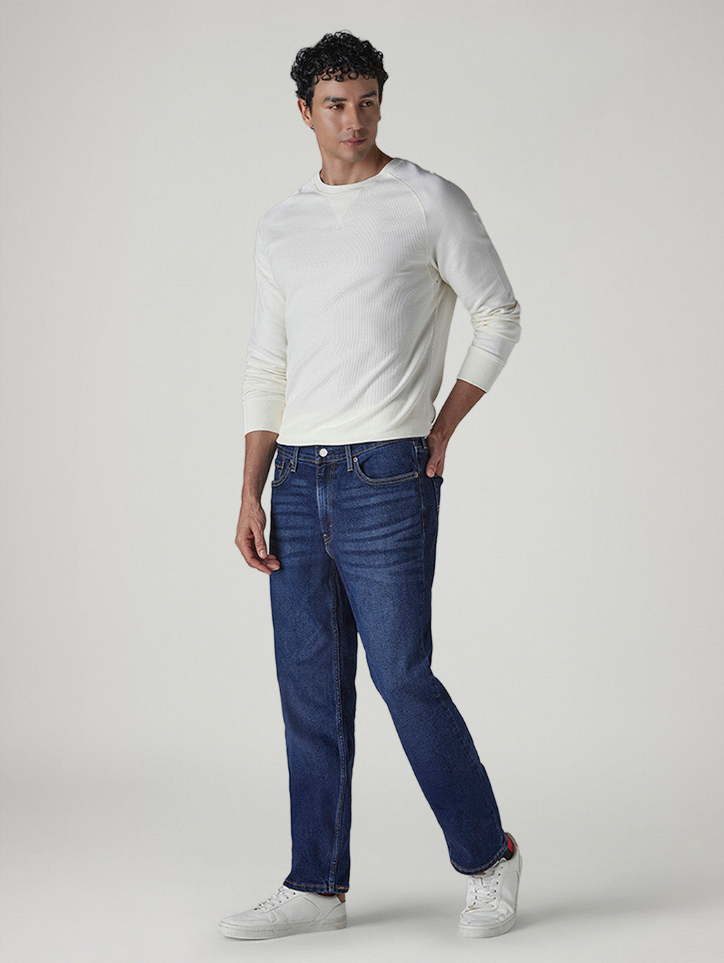 Men's 541 Dark Indigo Athletic Tapered Fit Mid Rise Jeans - Side View