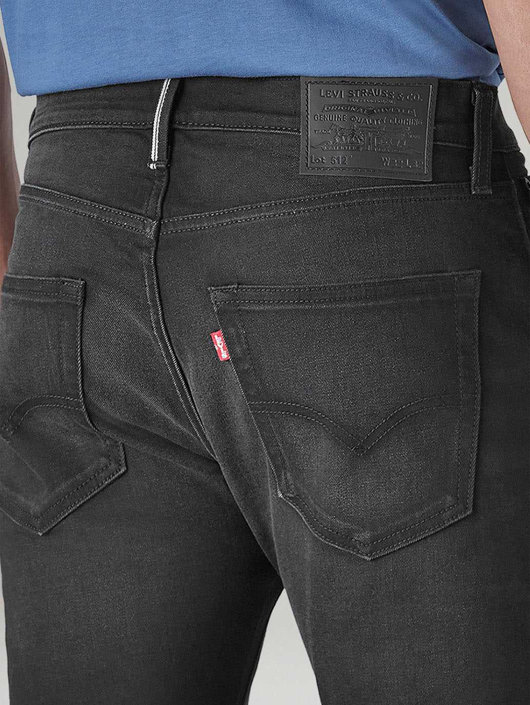 Men's 541 Black Athletic Tapered Fit Mid Rise Selvedge Jeans - 20 View
