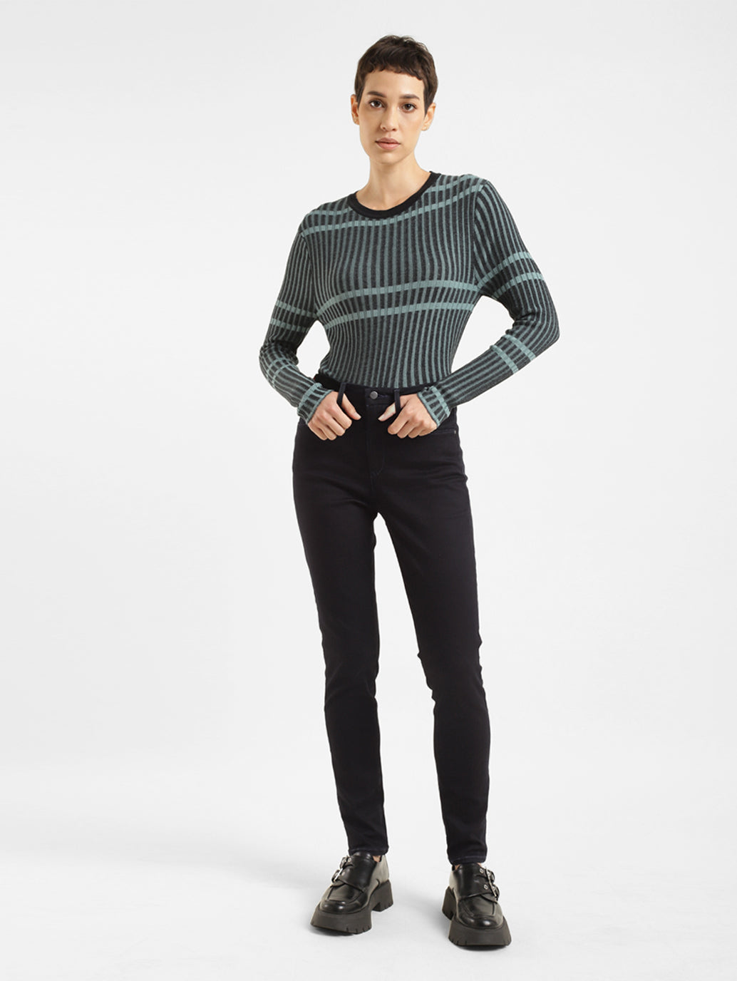 Women's 721 Navy Blue Skinny Fit High Rise Jeans