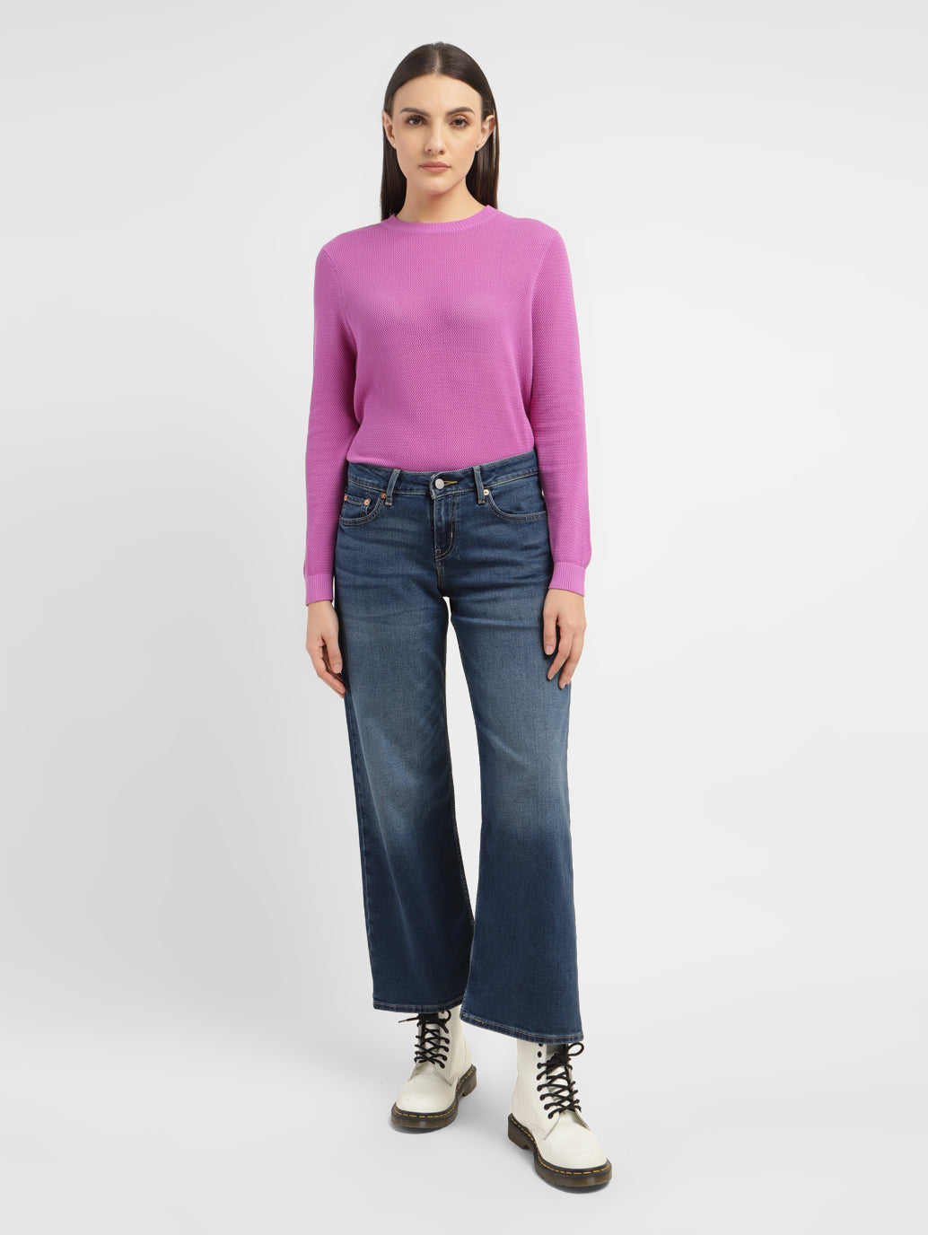 Women's Blue Loose Fit Low Rise Jeans
