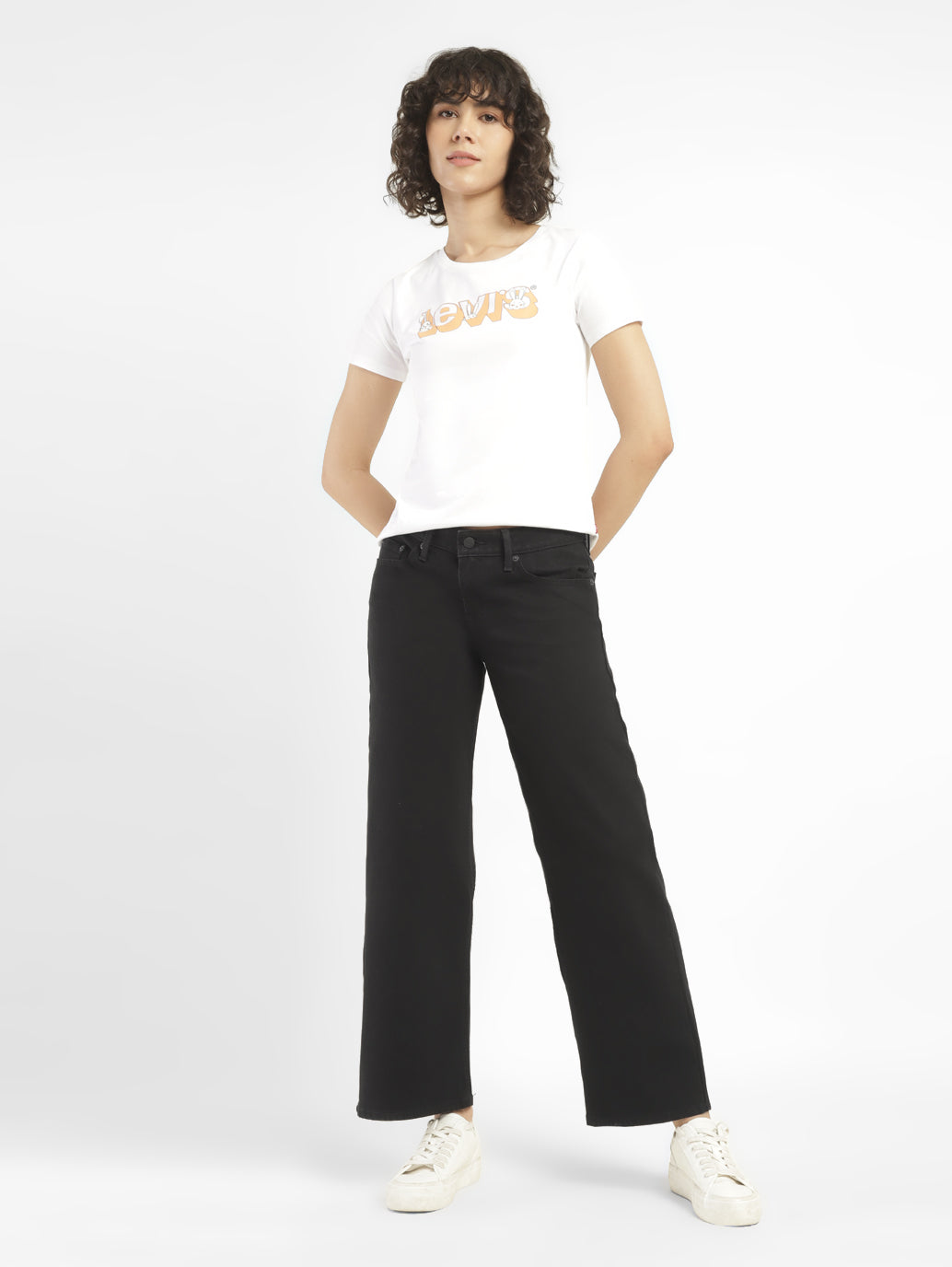 Women's Black Loose Fit High Rise Jeans