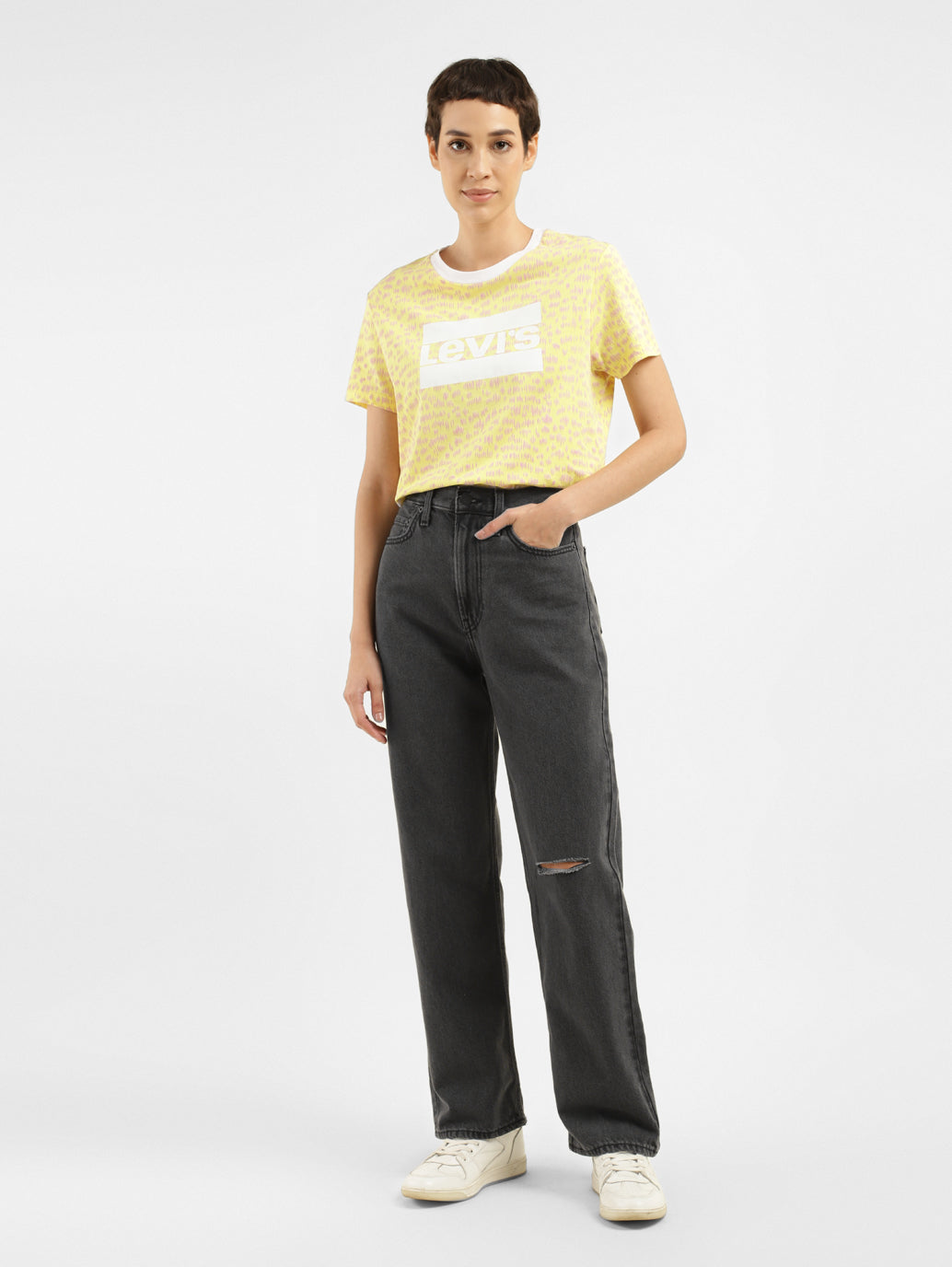 Women's Black Ribcage Straight Fit High Rise Jeans