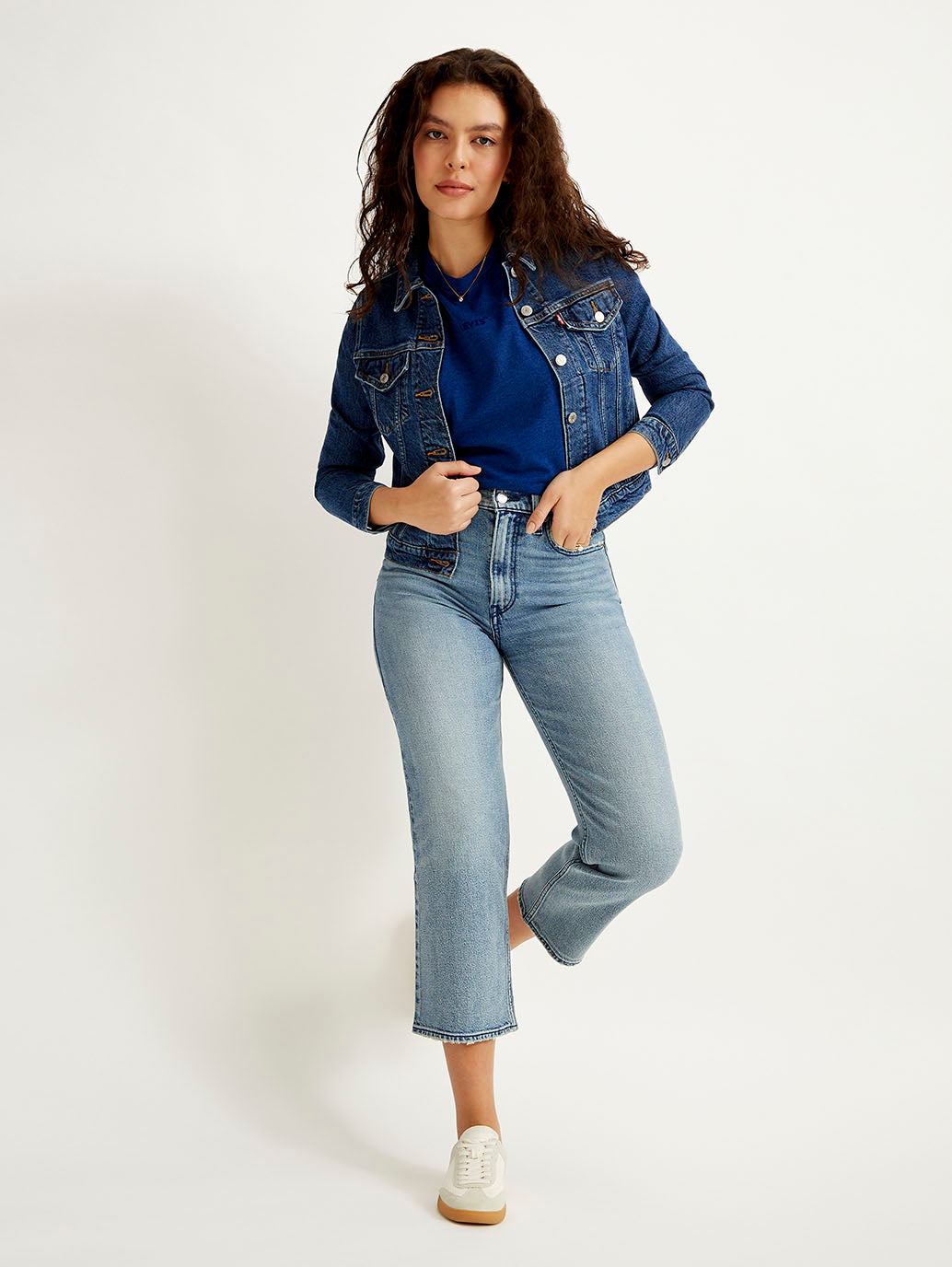 Women's Blue Ribcage Straight Fit Mid Rise Jeans