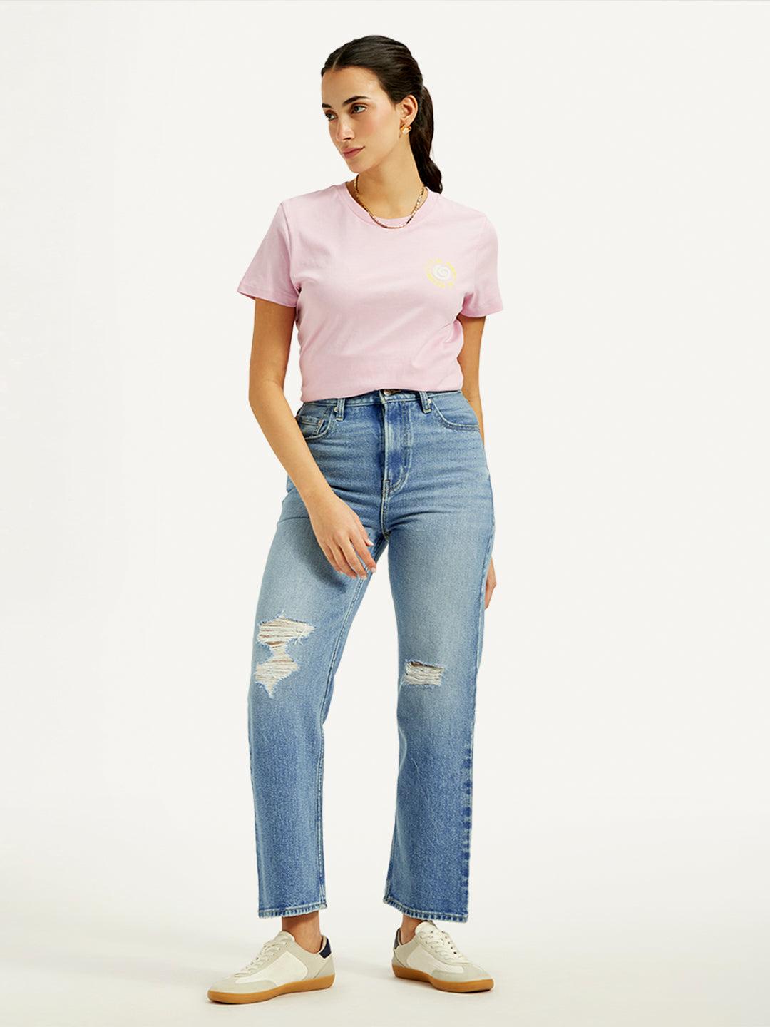 Women's Blue Ribcage Straight Fit High Rise Jeans
