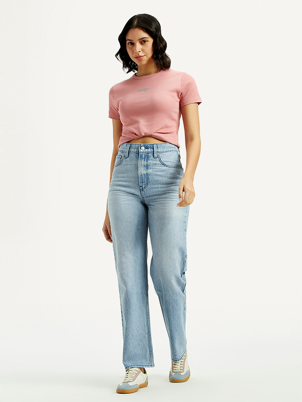 Women's Light Indigo Ribcage Straight Fit High Rise Jeans