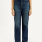 Women's Dark Indigo Ribcage Straight Fit High Rise Jeans - Front View