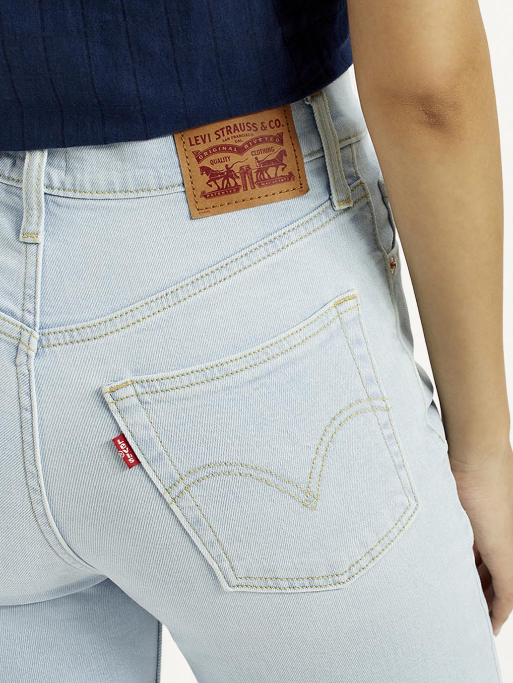 Women's Light Blue Ribcage Straight Fit High Rise Jeans