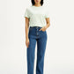 Women's Med Indigo Ribcage Straight Fit High Rise Jeans - Front View