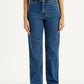Women's Med Indigo Ribcage Straight Fit High Rise Jeans - Front View