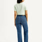 Women's Med Indigo Ribcage Straight Fit High Rise Jeans - Back View